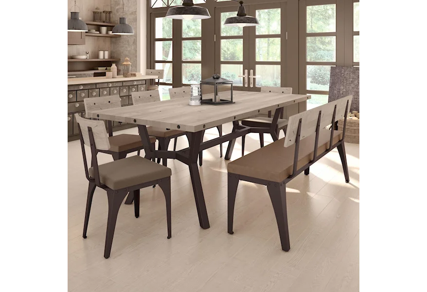 Industrial - Amisco Southcross Dining Table Set with Bench by Amisco at Esprit Decor Home Furnishings